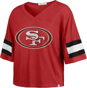 '47 Women's San Francisco 49ers Double Header Scout Cropped T-Shirt