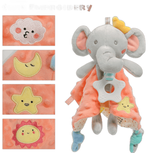 Dosaele Baby Comfort Security Taglet Blanket Soft Appease Towel with Colorful Tags Lovey Plush Animal Toys Blankets for Unisex Newborn Toddlers Infant Girl - Soothing, Warm, Cozy, Washable (Elephant)