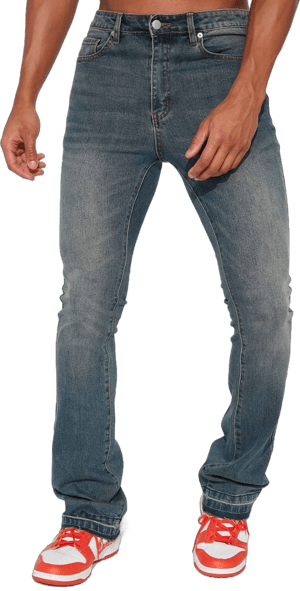 Fashion Nova Men's Cornell Stacked Skinny Flare Jeans