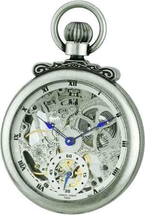 Charles-Hubert Paris 3869-S Classic Collection Antiqued Finish Open Face Mechanical Pocket Watch