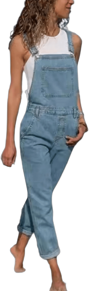 Denim Overalls with Large Pockets Vintage Style Jumpsuit Women Small Light Blue