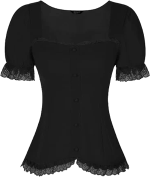 Allegra K Victorian Shirt for Women's Sweetheart Neck Puff Sleeve Halloween Lace Up Gothic Blouse