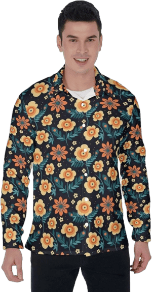 70s Floral Long Sleeve Button Up Shirt