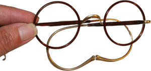 Round EyeGlasses Frame, Vintage Gold Wire Frame Glasses, Saddle bridge, movie Props, Rarity, Vintage Gift, gift for her, christmas gift