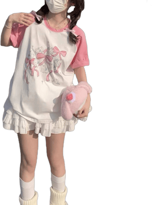 Kawaii Japanese Harajuku Patchwork Oversized T-Shirt