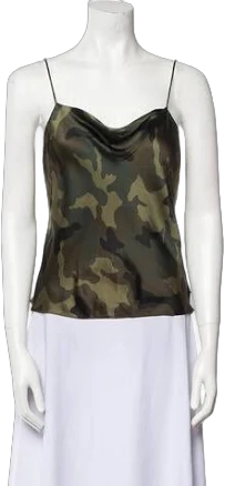 Alice + Olivia Silk Camouflage Print Top