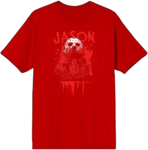 Bioworld Men's Friday The 13th Blood Splatter Jason Mask Crew Neck Short Sleeve