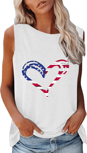 USA Tank top for Women Goth Tank Navy Blue Workout Tank Neoprene Tank top Women Cotton Sleeveless Tshirts Women Large White