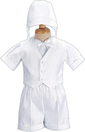 Satin Boy's Baptism Vest & Shorts with Hat