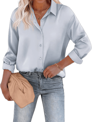 Women's Satin Silk Button Down Shirt