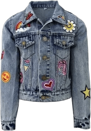 Lola + The Boys | All About the Patch Crop Denim Jacket (Blue, Size 2Y) | Girls | Maisonette