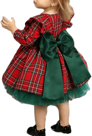 Toddler Girl Christmas Dress Baby Buffalo Plaid Tulle Tutu Velvet Princess Dress Kids Holiday Dress Up Clothes Red Green Christmas Dress a 4-5T