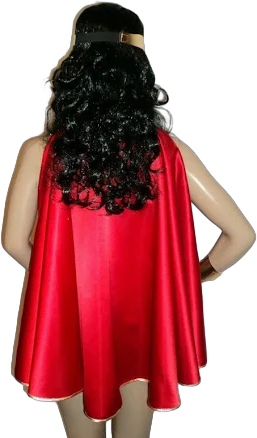 Woman Super Hero Girl Costume Red Or Blue Satin Cape With Gold Trim