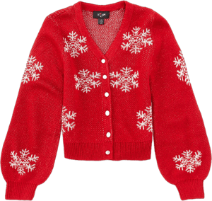 I.N. Girl Big Girls Snowflake-Print Long Sleeve Cardigan