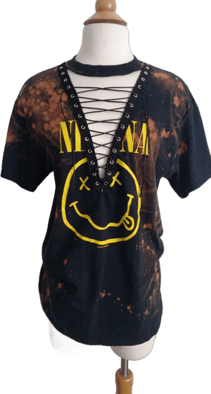 Nirvana Vintage Lace Up Band Top T-Shirt