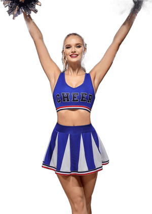 Cheerleader Uniform Women's Letter & Stripe Print Low Back Sports Set