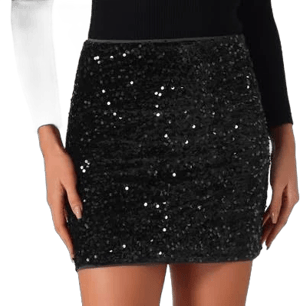 Allegra K Women's High Waist Stretchy Sequin Velvet Bodycon Mini Skirt