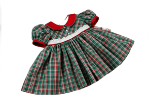 Baby&#39;s First Christmas, Infant Girl Dress, Special Occasion, Size 6 Months, Green, Red and White Plaid, Holiday Portrait Dress