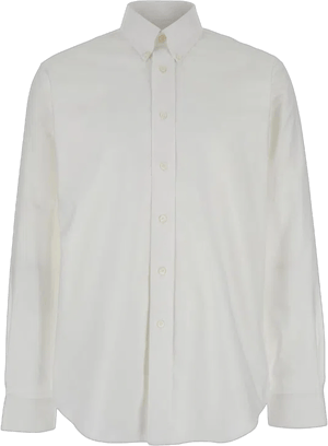 White Shirt With Logo Embroidered On The Front In Cotton Man