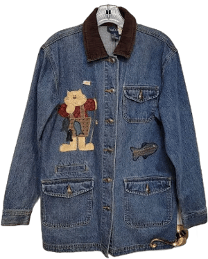 Vintage Baccini Country Theme Embroidered Denim Jacket/coat Women's