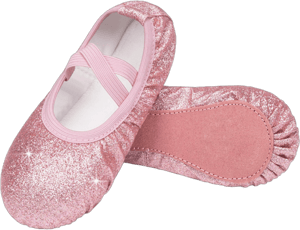 Glitter Metallic Faux Leather Ballet Shoes for Girls