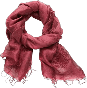 FLORAL SILK SCARF -VIETNAM CRANBERRY CHRYSANTHEMUM