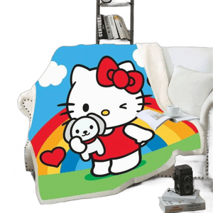 GQ Hello Kitty Blankets Weighted Fluffy Stitch King Size and Throws Plush Children Printed Coral Fleece Fabric Kawaii Picnic Gift QY