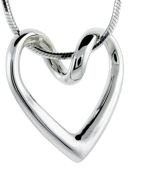 Sterling Silver Floating Heart Necklace