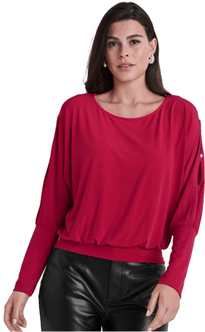 Venus Barberry Bling Cold-Shoulder Blouse