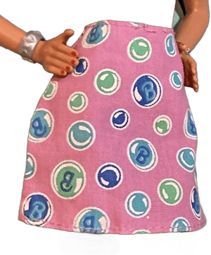 Barbie Vintage Multicolor Mod Retro Style Mini Skirt -circles Swirls