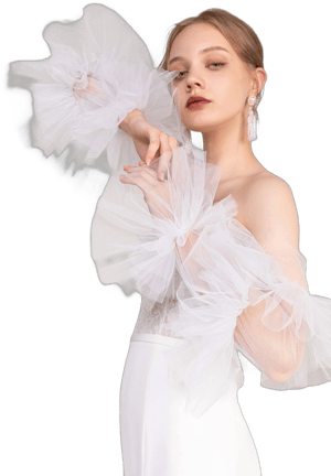 Cocomelody Fingerless Opera Length Tulle Wedding Gloves