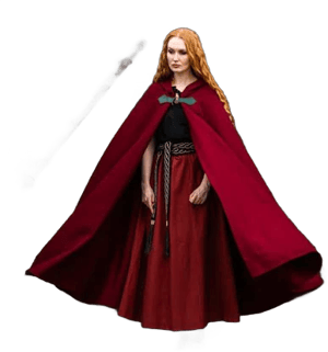 Red Cloak w/ Wolf Clasp - Heavy Wool Hooded Cape with Buckle