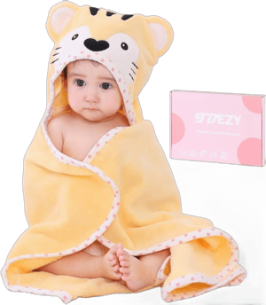 Baby Hooded Towel with Unique Animal Design Ultra Soft Thick Cotton Bath Towel for Newborn (Tiger)