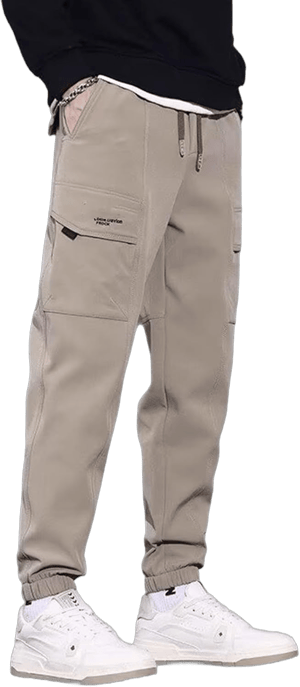 DERZIKID Flexjoggy - Unisex Multi-Pocket Jogger Pants, Foxyseniors Pants, Men Comfy Multi Pants, High Stretch Cargo Pants X-Large Beige