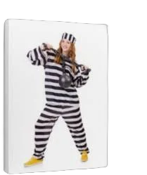 Canvas Print | Prisoner In Striped Uniform On White Wall Art