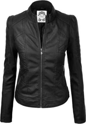 Made By Johnny MBJ Women's Dressy Vegan Leather Biker Jacket