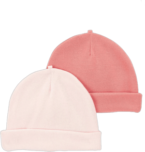 2-Pack Rolled Cuff Hats for Baby Girls