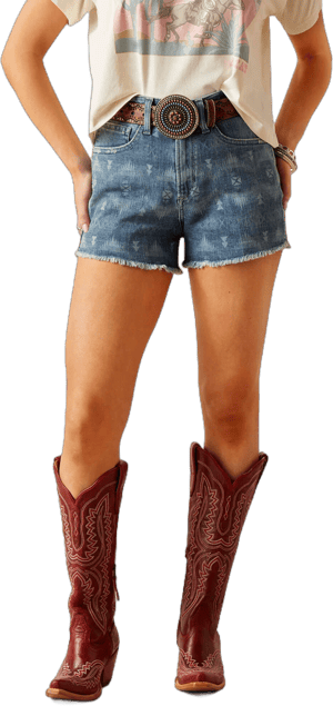 ARIAT Women's High Rise Southwest 3" Denim Shorts