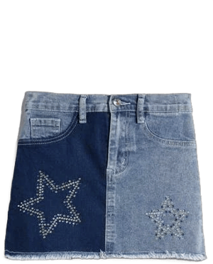 Truly Me Kids' Rhinestone Star Denim Skirt