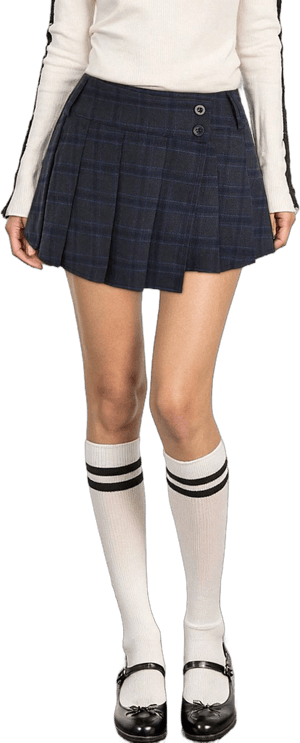 SHEIN Retro Plaid Y2K Baddie Low Waist A-Line Skirt