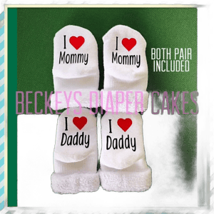 2 Pair of Baby Socks - Gift For New Dad - I Love Mommy Socks - New Dad Gift - I Love Daddy Socks - Neutral Baby Gift - Unisex Baby Gift