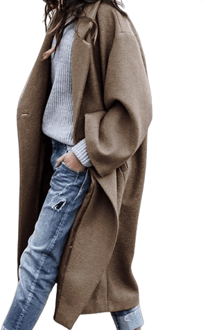 UANEO Women's Oversized Double Breasted Wool Blend Trench Overcoat