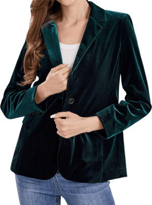 CHARTOU Women's Fitted Velvet Blazer Jacket