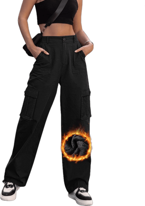 Women's High-Waisted Wide-Leg Cargo Pants with 6 Pockets