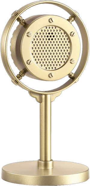 Facmogu Retro Style Condenser Microphone Props, Fake Plastic Classic Microphone Model for Art Object Collectable Hobby Lovers, Vintage Prop Mic for Home Decoration - Gold