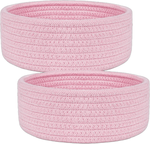 ABenkle 2 Pack Small Baskets, Cotton Rope Woven Basket, Cute Mini Tiny Storage Baskets, Decorative Boho Basket for Nursery Living Room Bedroom Shelf, Empty Gift Basket - Pink