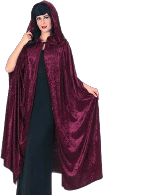 Burgundy velvet hooded cloak