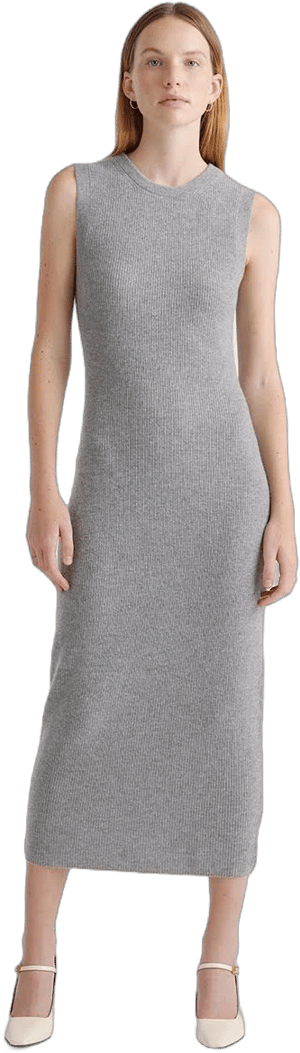 Quince Mongolian Cashmere Sleeveless Midi Sweater Dress