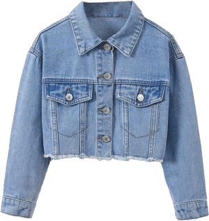 Verdusa Girl's Raw Hem Long Sleeve Denim Jacket