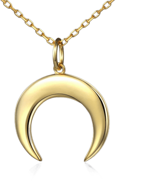 S925 Sterling Silver Crescent Moon Tooth Sailor Pendant Necklace